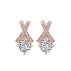 Fashion Elegant Plated Rose Gold Geometric Cubic Zircon Earrings Rose Gold - One Size