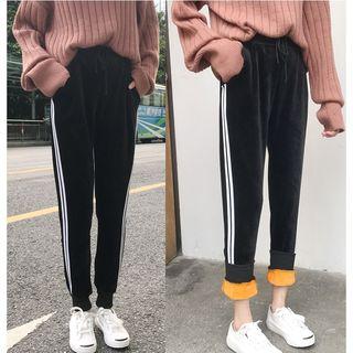 Fleece-lined Striped Sweatpants