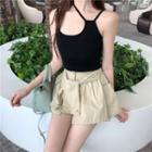 Plain Camisole Top / High-waist Loose-fit Shorts