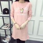 Cat Print Long Sleeve T-shirt Dress