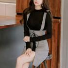 Set: Knit Top + Mini Suspender Skirt