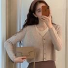 Plain Cardigan / High-waist Straight-fit Skirt / Set