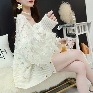 Puff-sleeve Double-breasted Cardigan