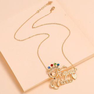 Rhinestone Alloy Lettering Pendant Necklace As Shown In Figure - One Size