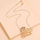 Rhinestone Alloy Lettering Pendant Necklace As Shown In Figure - One Size