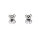 Bear Stud Earring 1 Pair - S925 Silver Needle - Transparent - One Size