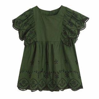 Ruffled Sleeves Eyelet Blouse