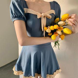 Short-sleeve Ribbon Swimsuit / Bottom / Set