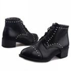 Studded Lace-up Ankle Boots