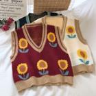 Floral Pattern Knit Vest