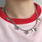 Alloy Butterfly Necklace Silver - One Size
