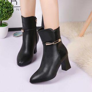 Chunky Heel Metal Detail Ankle Boots