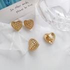 Quilted Heart Stud Earring / Clip-on Earring
