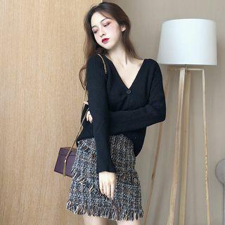 Cardigan / Tweed Mini Skirt