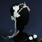 Wedding Faux Pearl Floral Satin Headband + Clip-on Earrings Headband + Clip-on Earrings - One Size