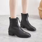 Block-heel Zip-up Short Boots