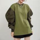 Color Block Sweatshirt Green - One Size