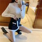 Velvet Long-sleeve T-shirt / Mini Skirt