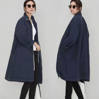 Contrast-zip Long Jacket
