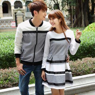 Couple Matching Bomber Jacket / Long-sleeve A-line Dress