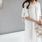 Off-shoulder Balloon-sleeve Long Dress