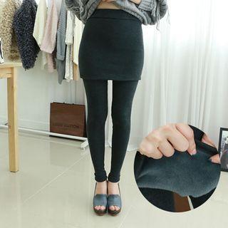 Faux-fur Lined Inset Skirt Leggings
