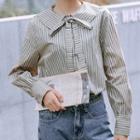Striped Bow Accent Blouse