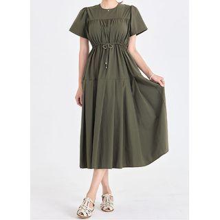 Drawstring Shirred Long Dress