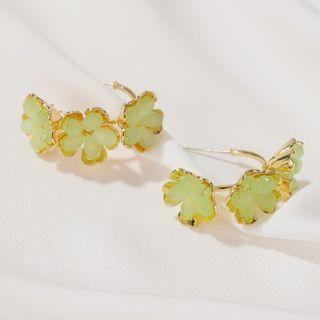 Gemstone Flower Earring 01-4416 - 1 Pair - Green - One Size