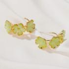 Gemstone Flower Earring 01-4416 - 1 Pair - Green - One Size