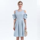 Bow Accent Cold-shoulder A-line Dress