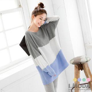 Color-block Drop-shoulder Oversized Sweater