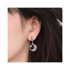 925 Sterling Silver Moon & Star Dangle Earring 1 Pair - Silver - One Size