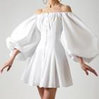 Puff Sleeve Off-shoulder Button-up Mini Dress