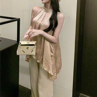 Asymmetrical Halter Top / Wide Leg Pants