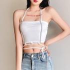 Two-tone Lace-up Cropped Tube Top