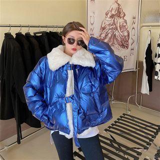 Faux Fur Panel Padded Coat