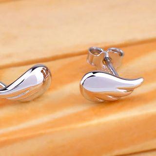 925 Sterling Silver Wings Earring 1 Pair - White - One Size