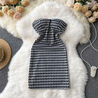 Sleeveless Bandeau Plaid Dress