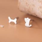 Dog & Bone Sterling Silver Earring 1 Pair - Silver - One Size