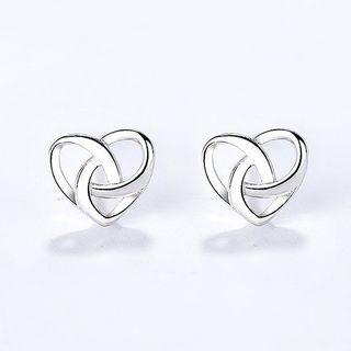 925 Sterling Silver Heart Ear Stud Silver - One Size