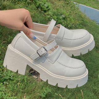 Platform Block Heel Mary Jane Loafers