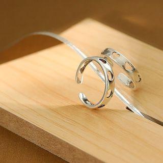 925 Sterling Silver Heart Cutout Open Ring Retro Silver - Size No. 13