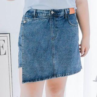Plus Size Asymmetrical Denim Skort