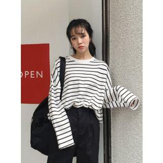 Oversized Long-sleeve Striped T-shirt