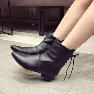 Lace-up Back Pointed Short Boots