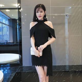 Cold Shoulder Asymmetric Mini Dress