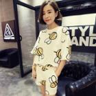 Set: Bee Print Elbow Sleeve T-shirt + Shorts