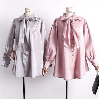 Tie-collar Long Blouse