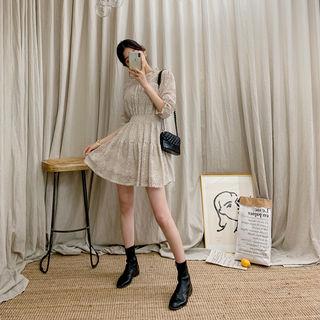 Smock-waist Mini Lace Dress